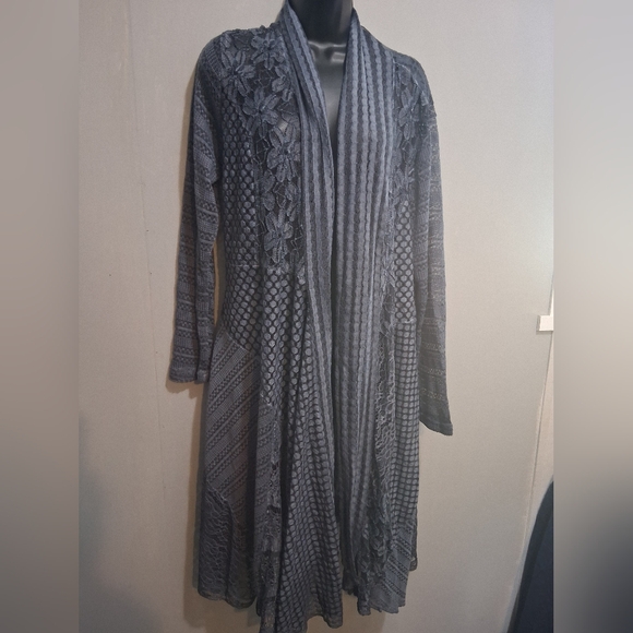 This & That Elegant Gray Women's Cardigan 2XL Festival Coachella Lace Floral - Picture 2 of 14